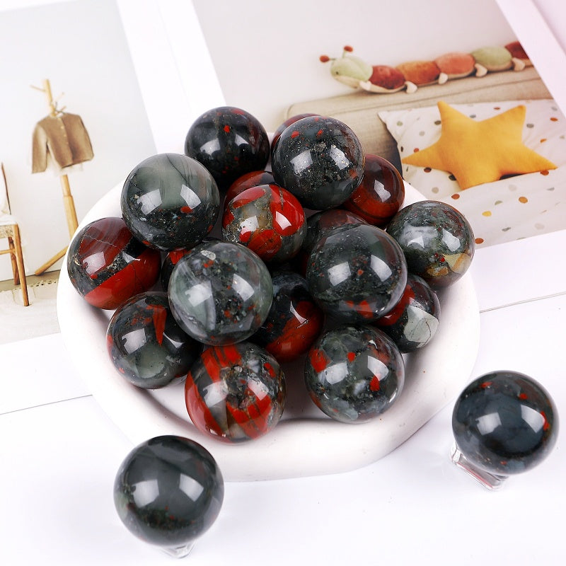 Natural African Blood Stone Ball Heal ing Gemstone Home Decor