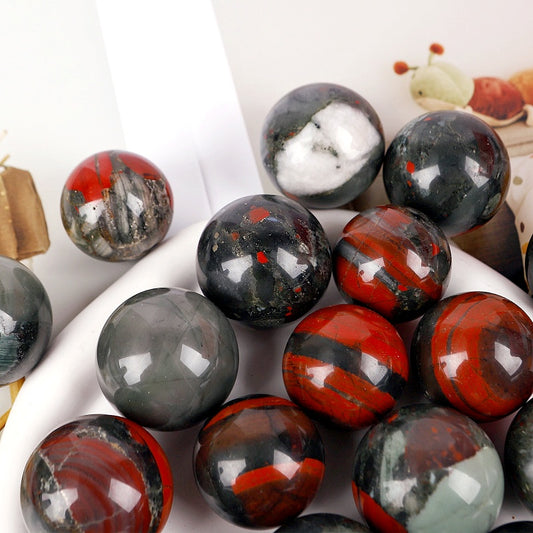 Natural African Blood Stone Ball Heal ing Gemstone Home Decor