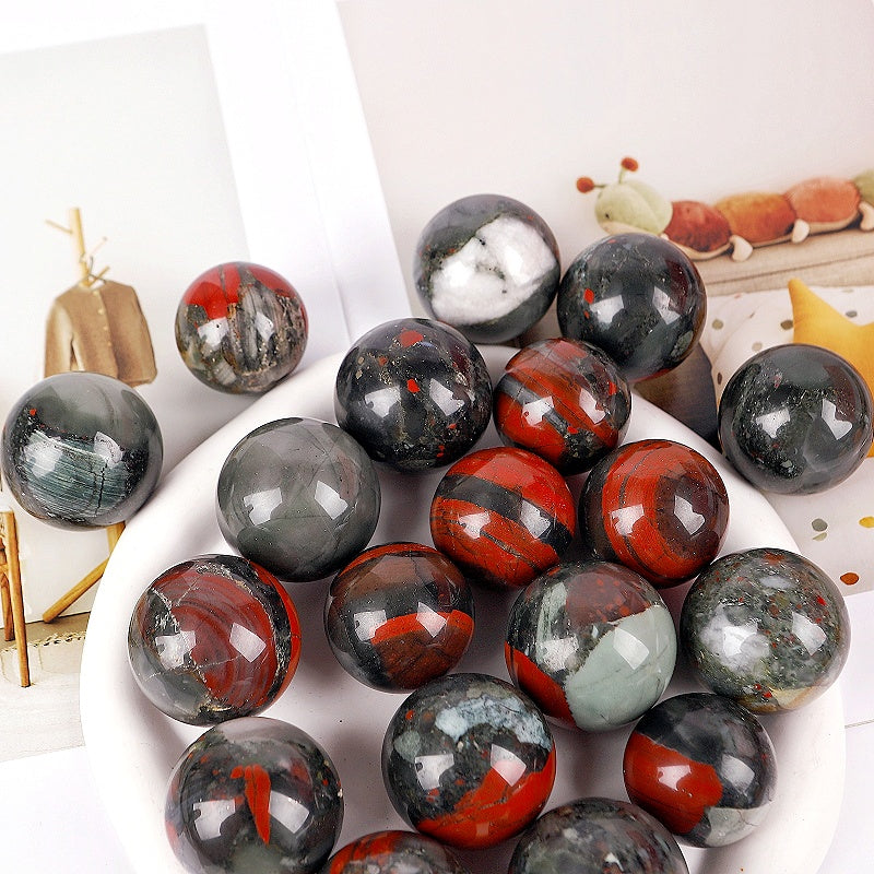 Natural African Blood Stone Ball Heal ing Gemstone Home Decor