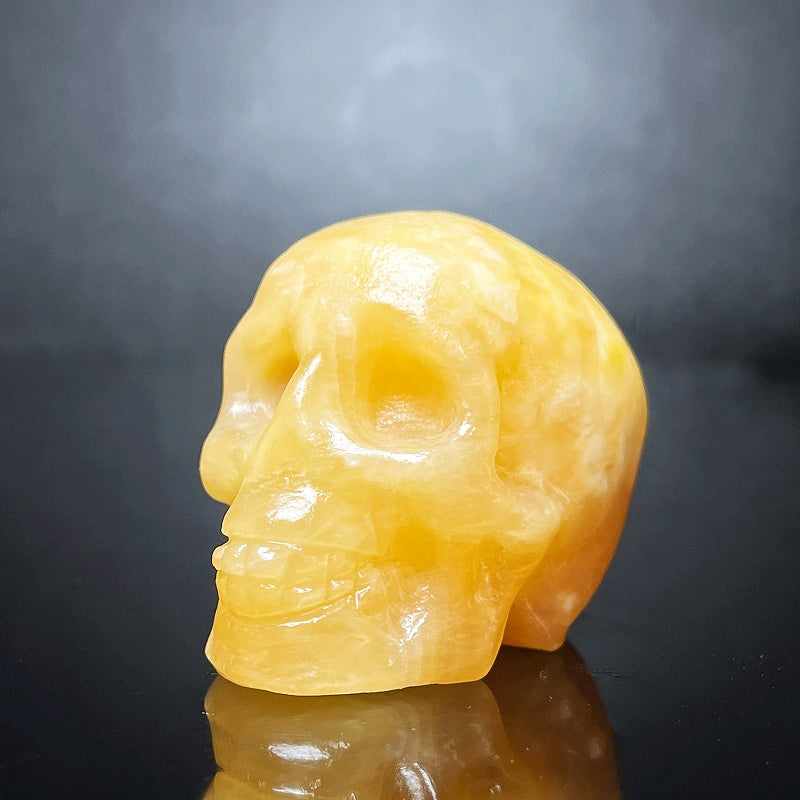 Natural Orange Square Carving Skull Heal ing Gemstone Home Decor