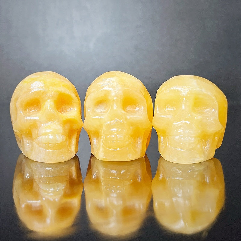 Natural Orange Square Carving Skull Heal ing Gemstone Home Decor
