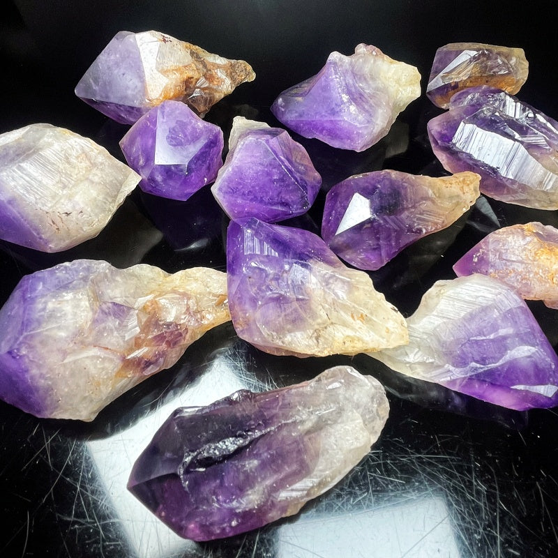 Natural  Purple Crystal Primitive Stone Scepter Heal ing Gemstone Home Decor