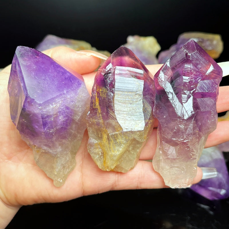 Natural  Purple Crystal Primitive Stone Scepter Heal ing Gemstone Home Decor