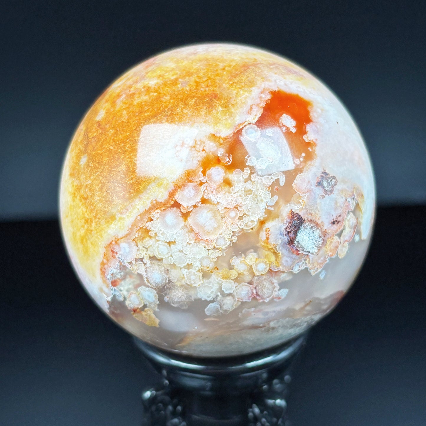 Natural Red cherry blossom agate ball Heal ing Gemstone Home Decor