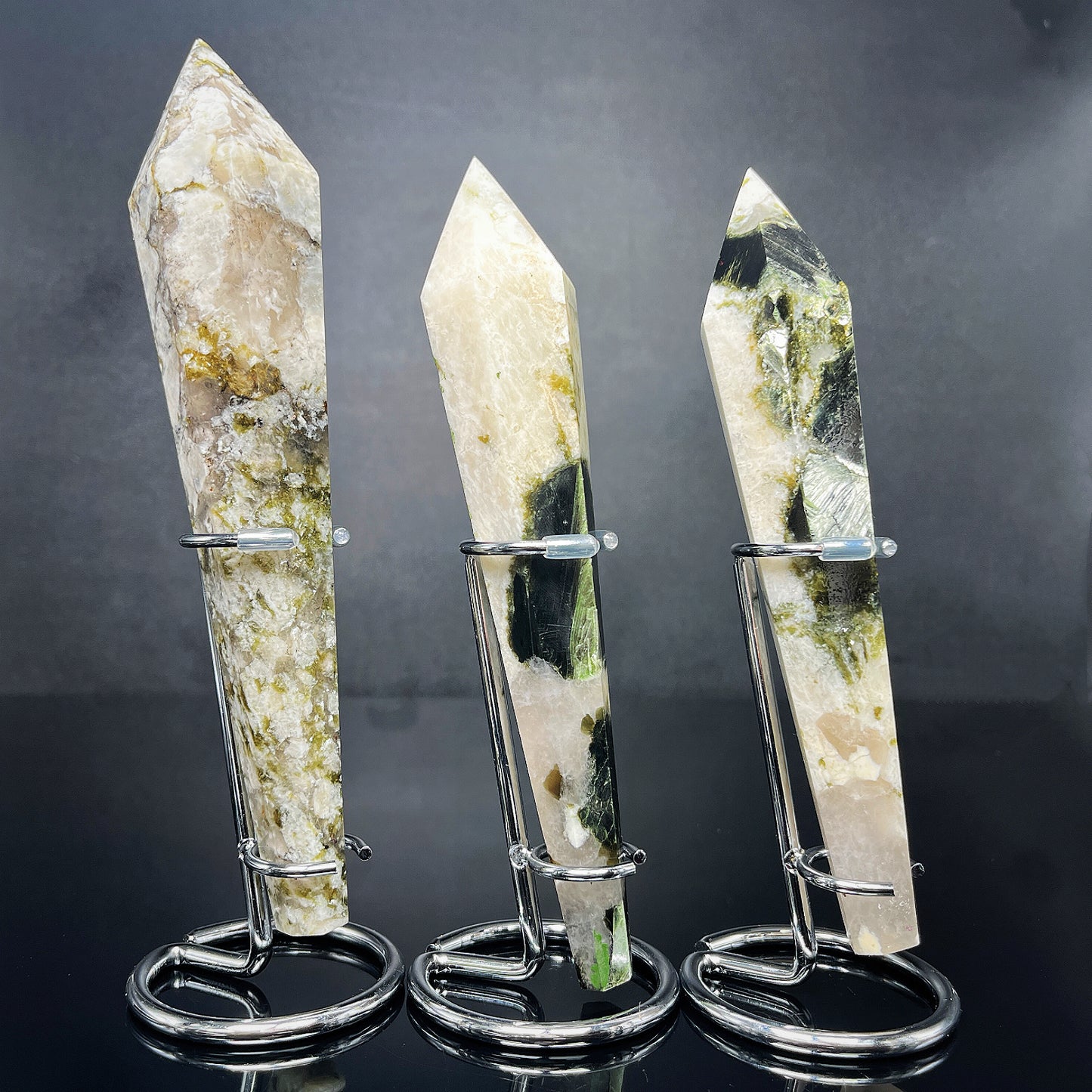 Natural Green tourmaline blue moonstone scepter Heal ing Gemstone Home Decor