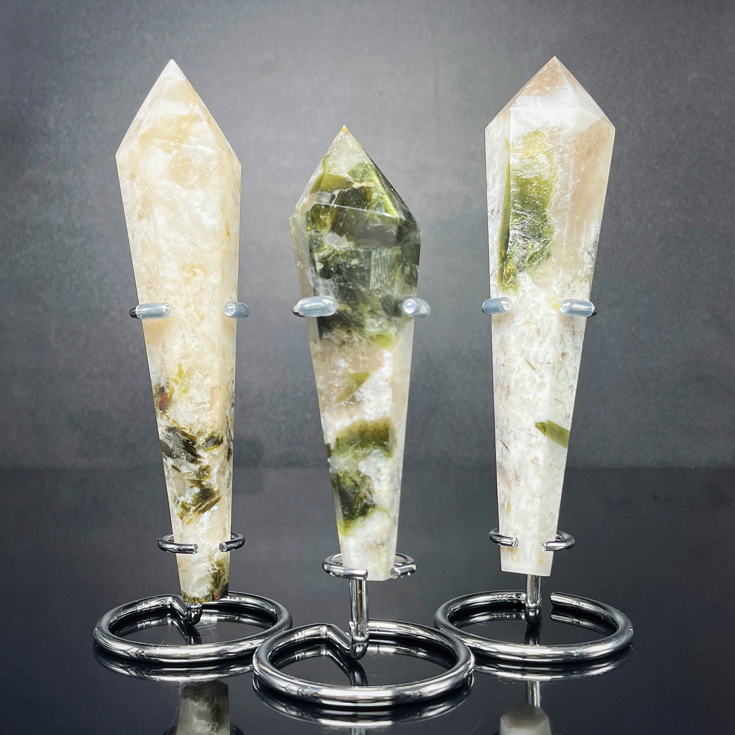 Natural Green tourmaline blue moonstone scepter Heal ing Gemstone Home Decor