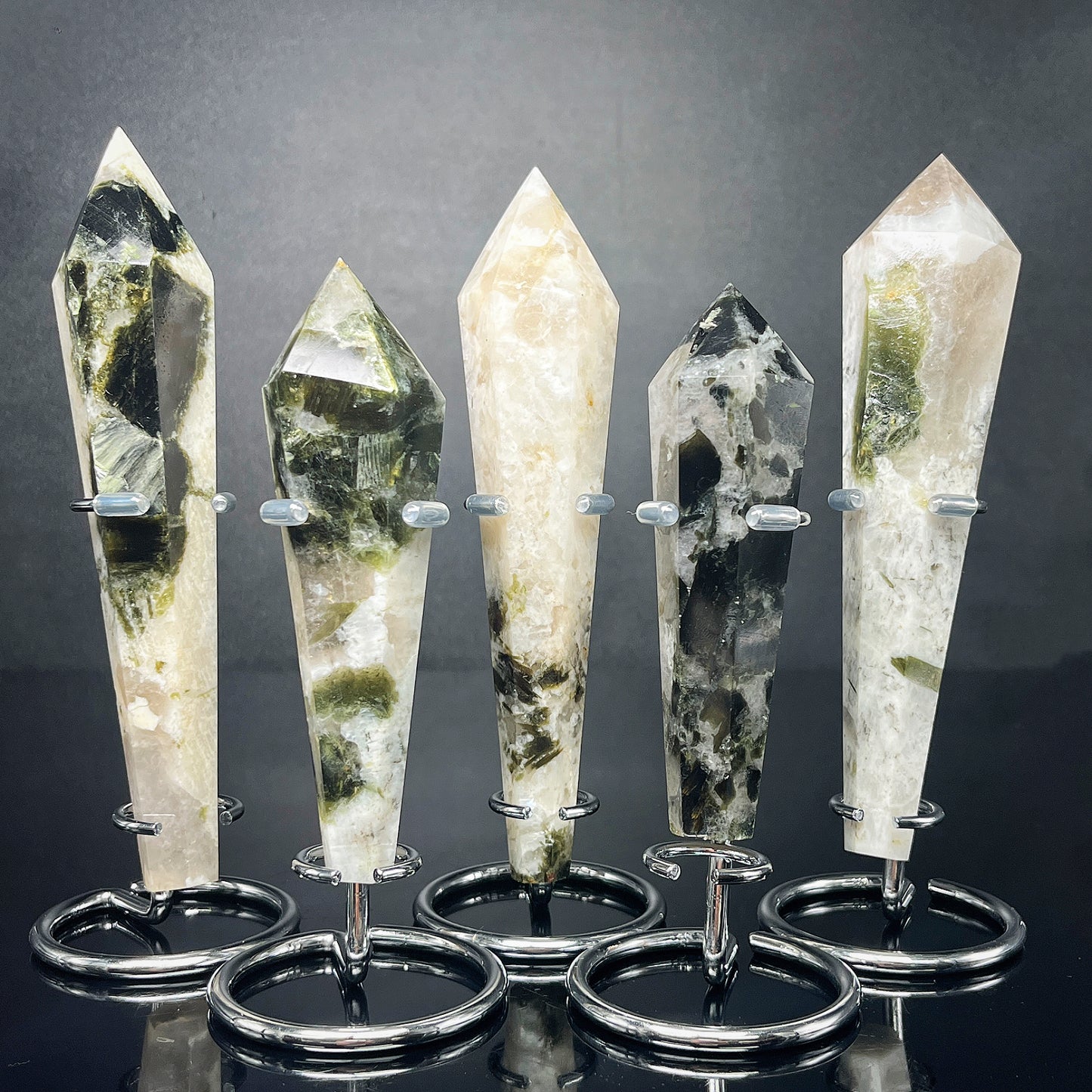 Natural Green tourmaline blue moonstone scepter Heal ing Gemstone Home Decor