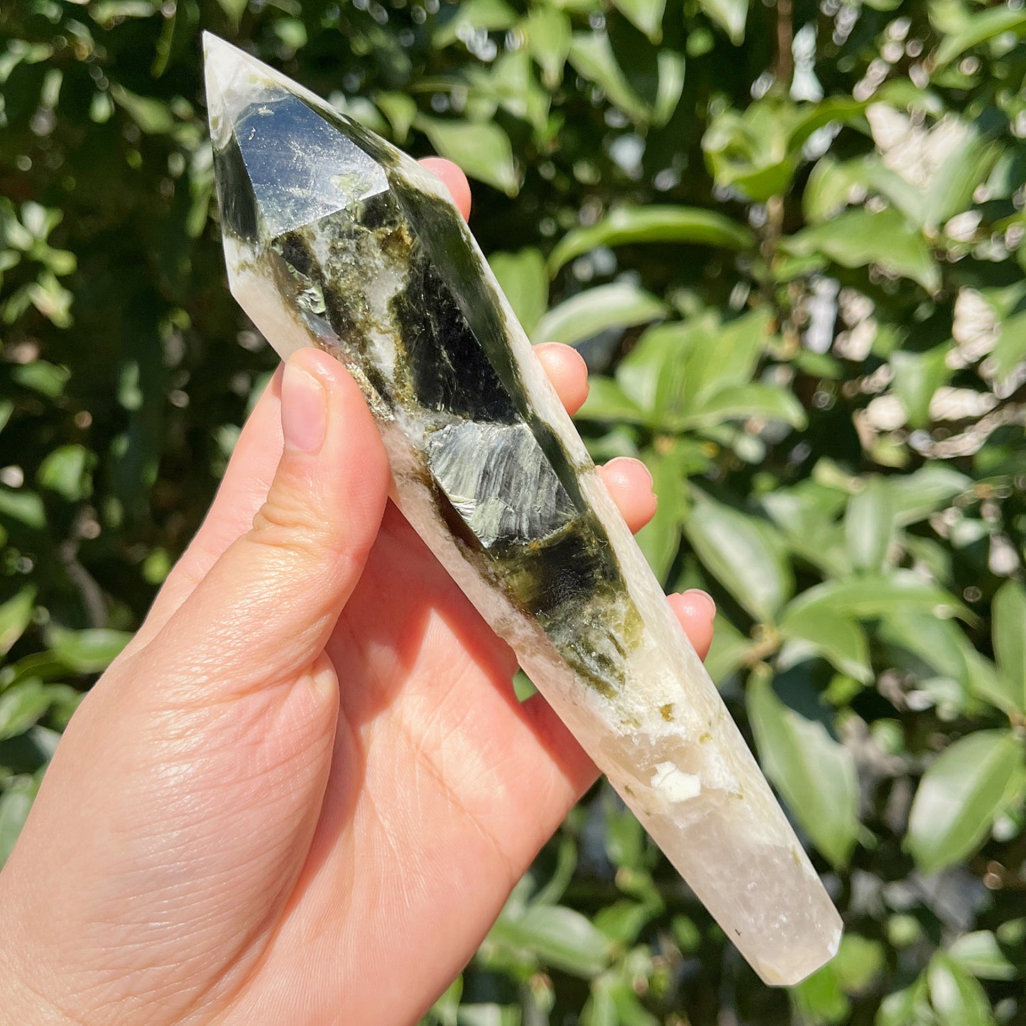 Natural Green tourmaline blue moonstone scepter Heal ing Gemstone Home Decor