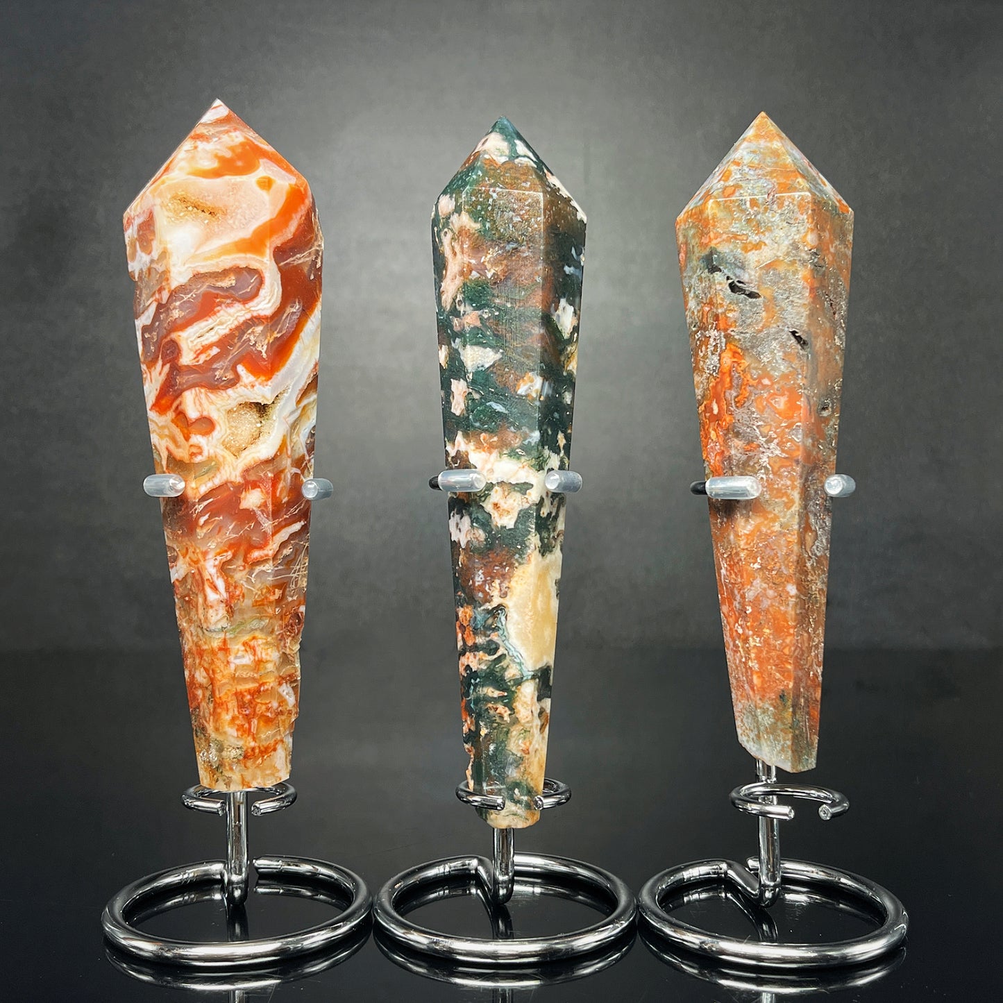 Natural Red Water Grass Agate Scepter Heal ing Gemstone Home Decor