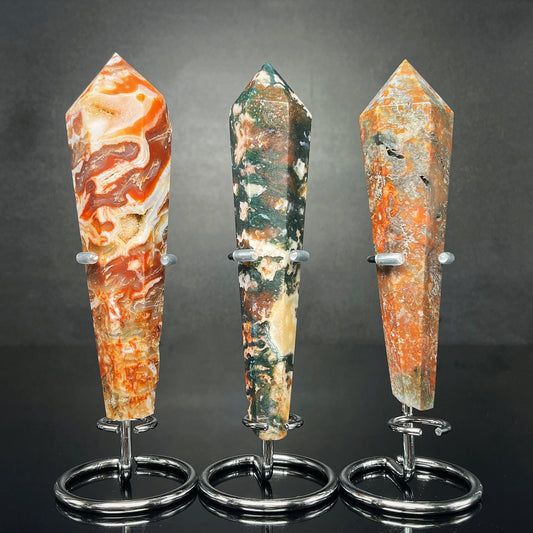 Natural Red Water Grass Agate Scepter Heal ing Gemstone Home Decor