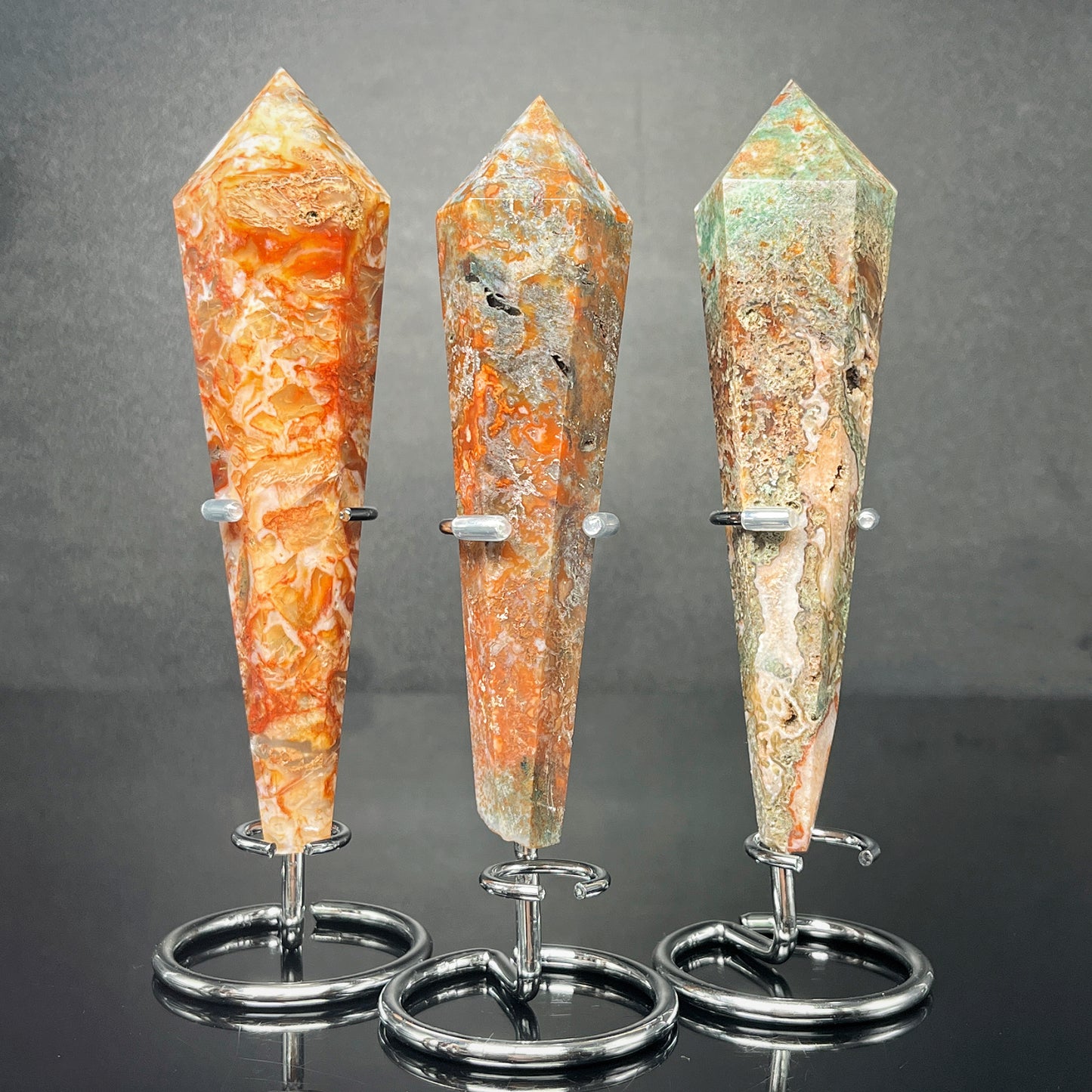 Natural Red Water Grass Agate Scepter Heal ing Gemstone Home Decor