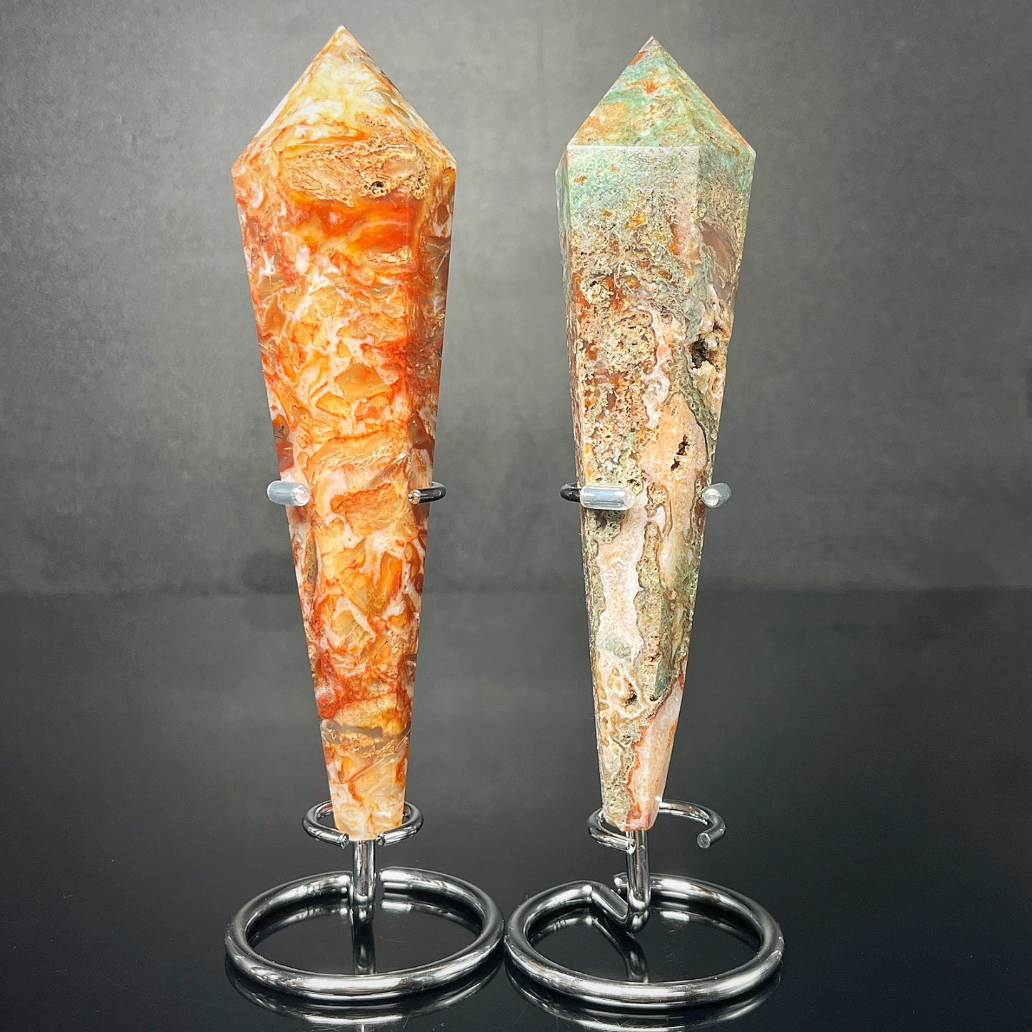 Natural Red Water Grass Agate Scepter Heal ing Gemstone Home Decor