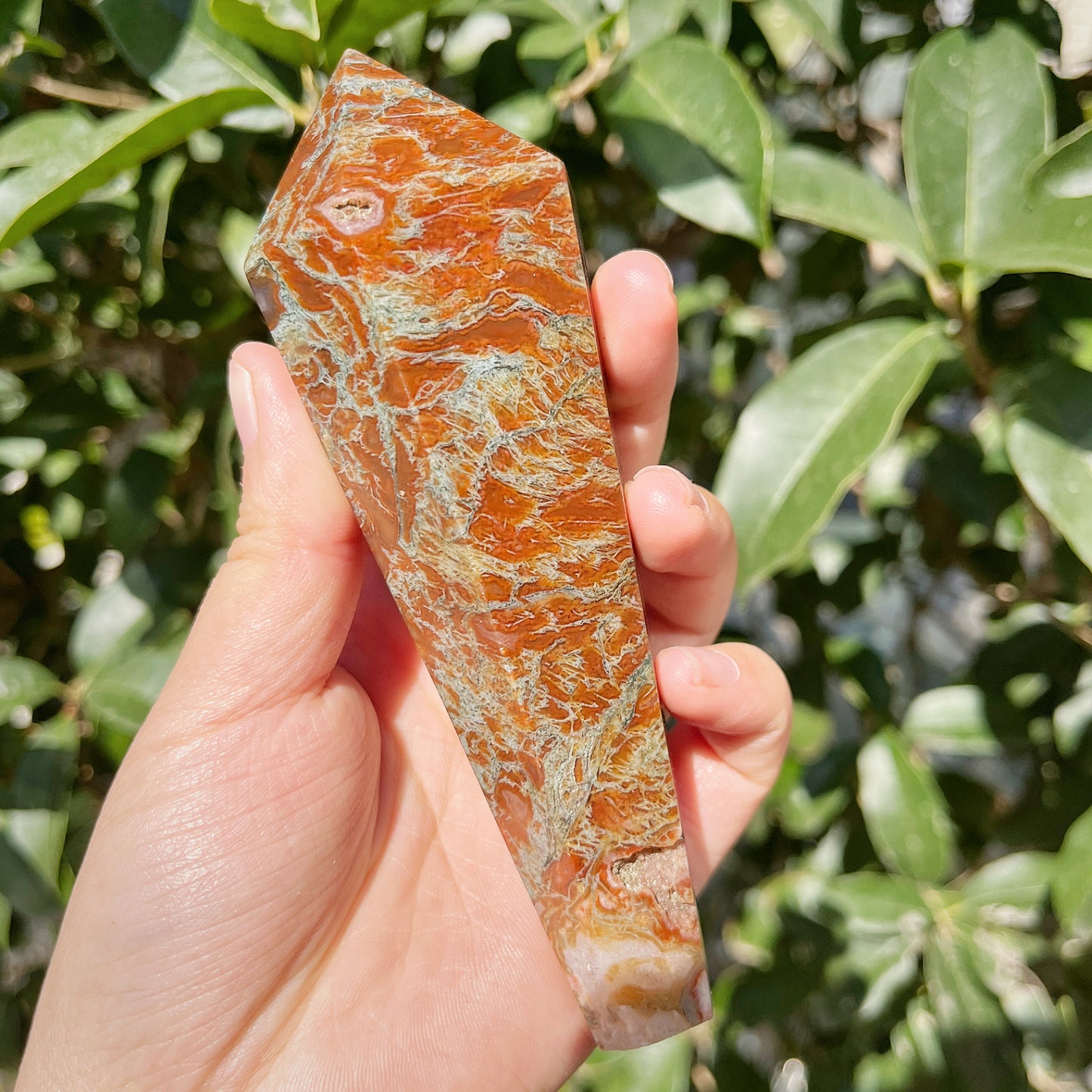 Natural Red Water Grass Agate Scepter Heal ing Gemstone Home Decor