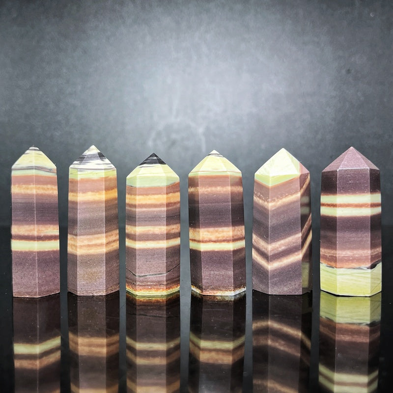 Natural Purple robe jade single pointed pillar Heal ing Gemstone Home Decor