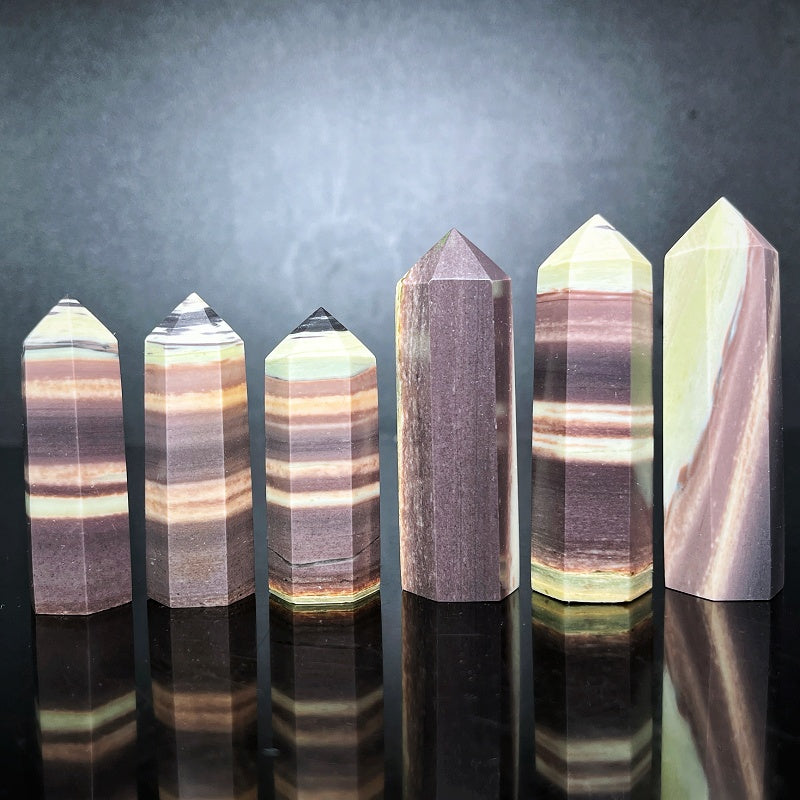 Natural Purple robe jade single pointed pillar Heal ing Gemstone Home Decor