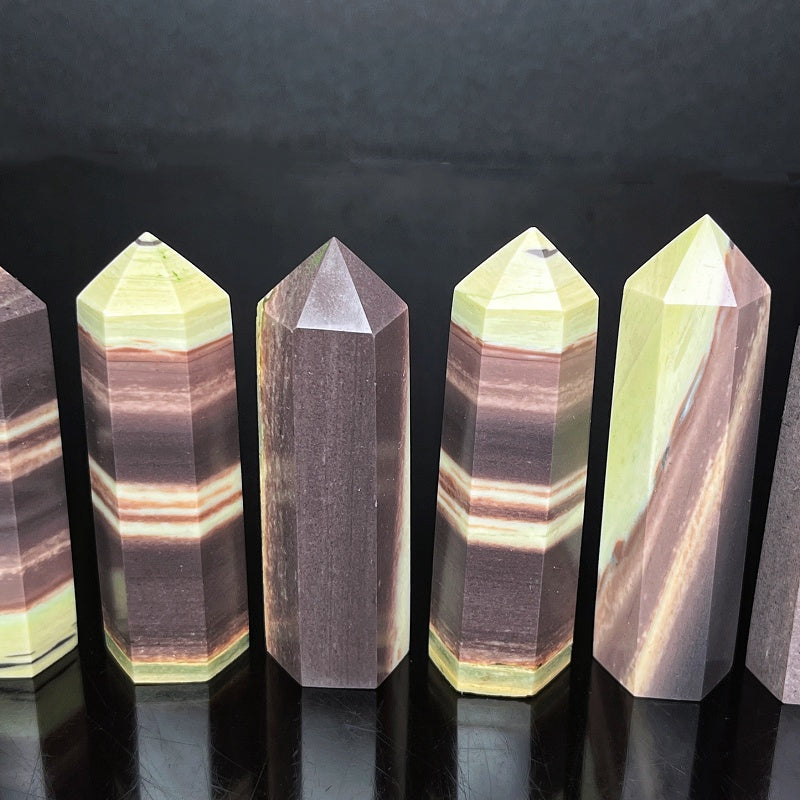 Natural Purple robe jade single pointed pillar Heal ing Gemstone Home Decor