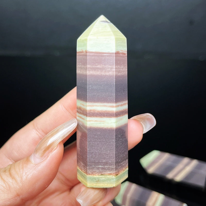 Natural Purple robe jade single pointed pillar Heal ing Gemstone Home Decor