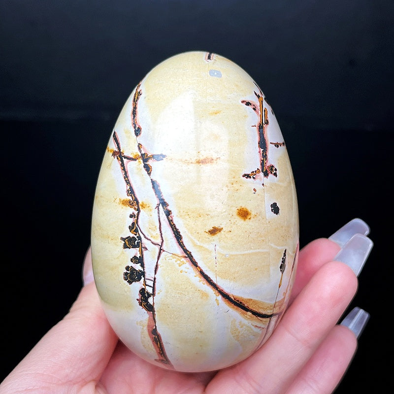 Natural Chinese painting stone goose egg Heal ing Gemstone Home Decor