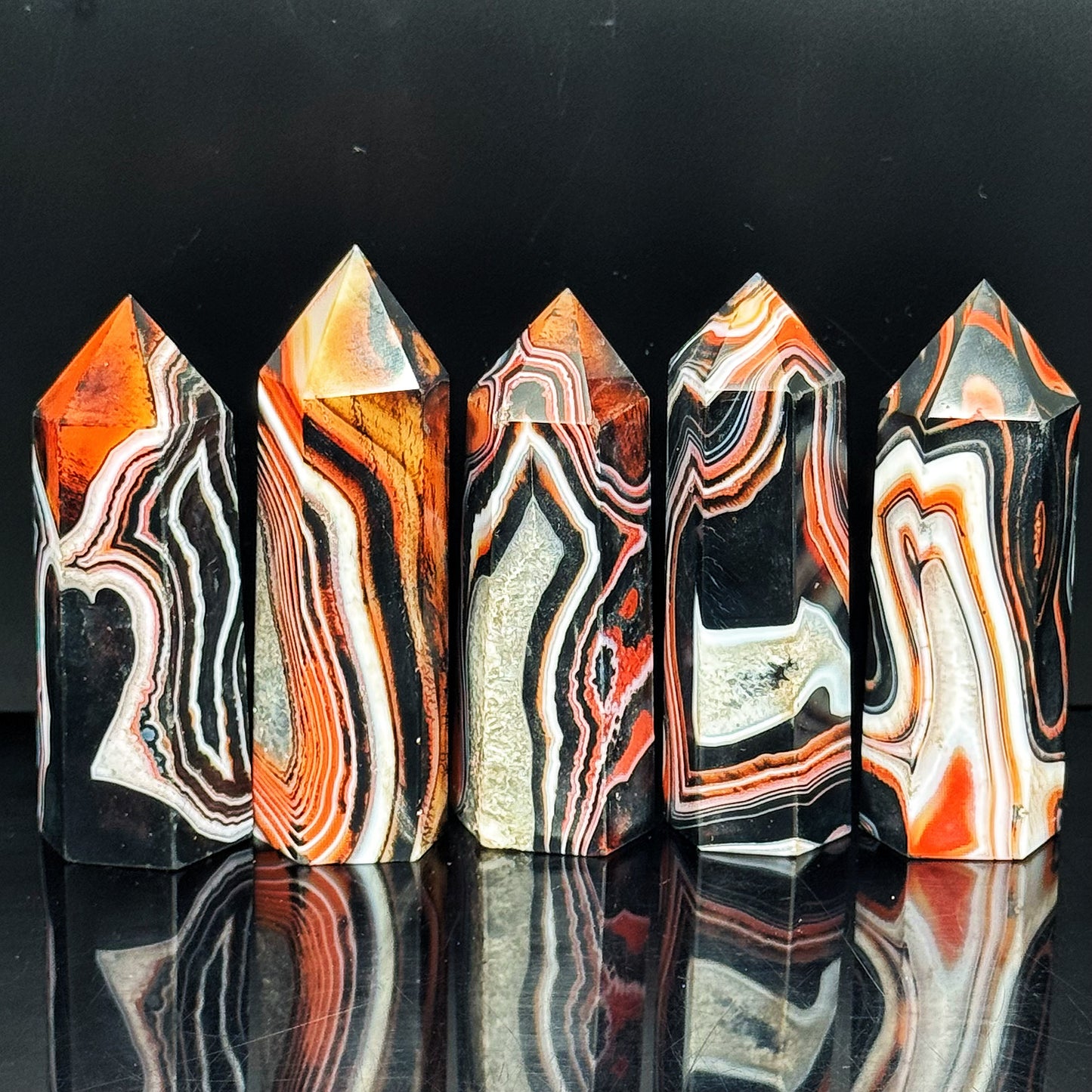 Natural Black and red wrapped agate pillar Heal ing Gemstone Home Decor