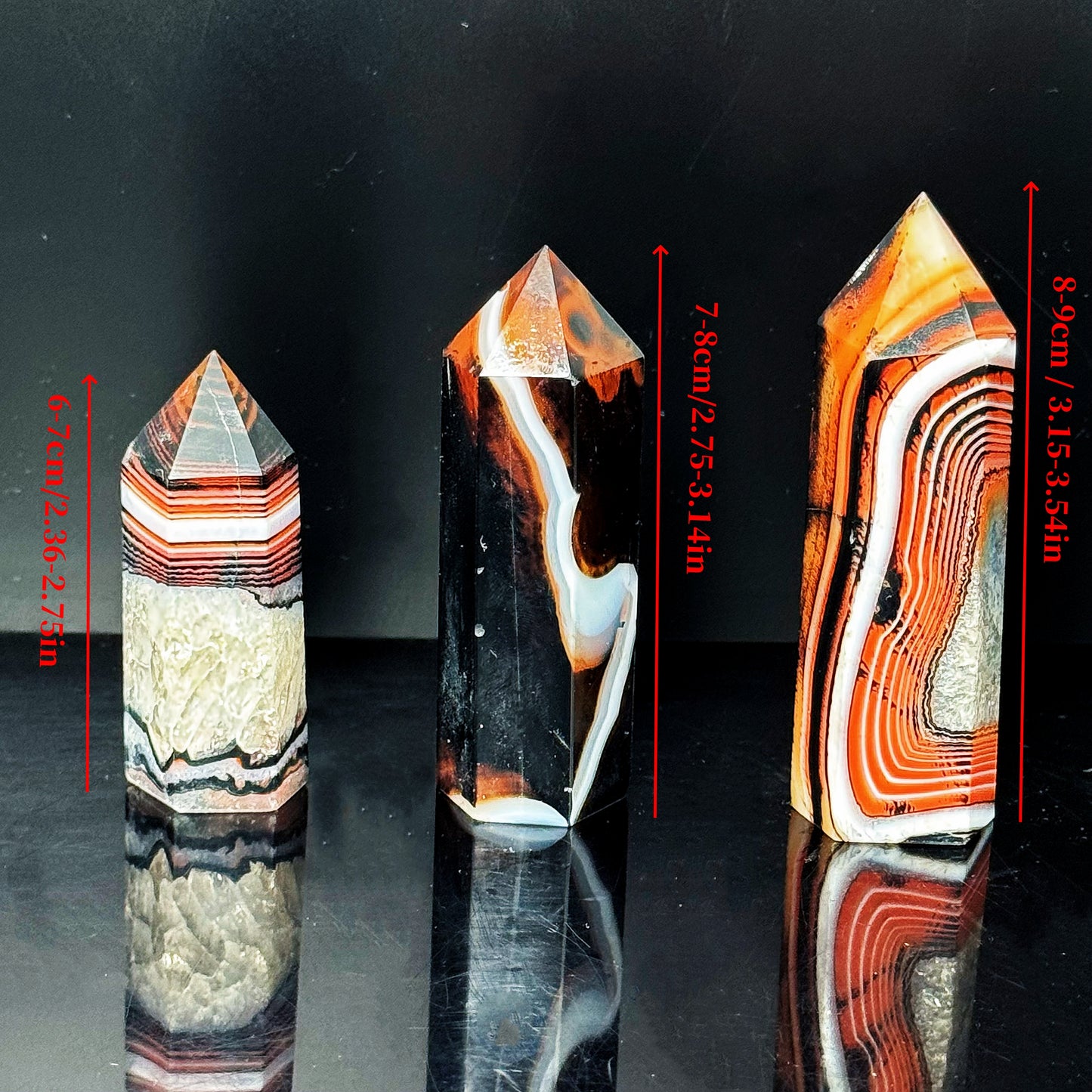 Natural Black and red wrapped agate pillar Heal ing Gemstone Home Decor