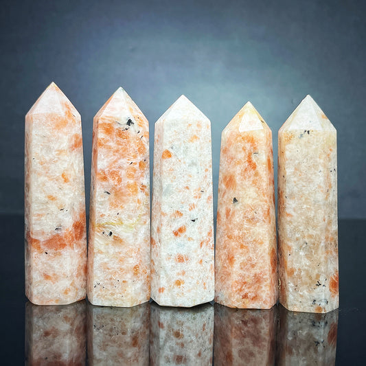 Natural Sun stone single pointed pillar Heal ing Gemstone Home Decor