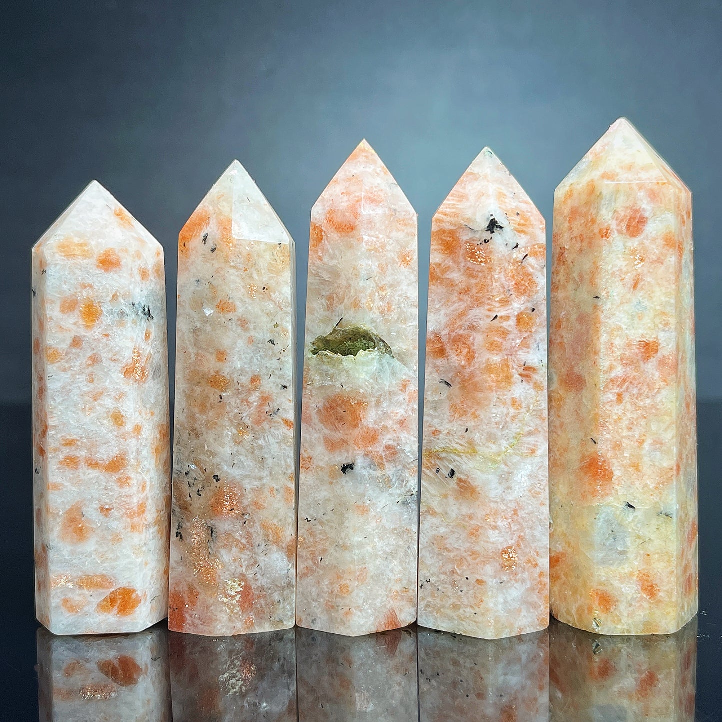 Natural Sun stone single pointed pillar Heal ing Gemstone Home Decor