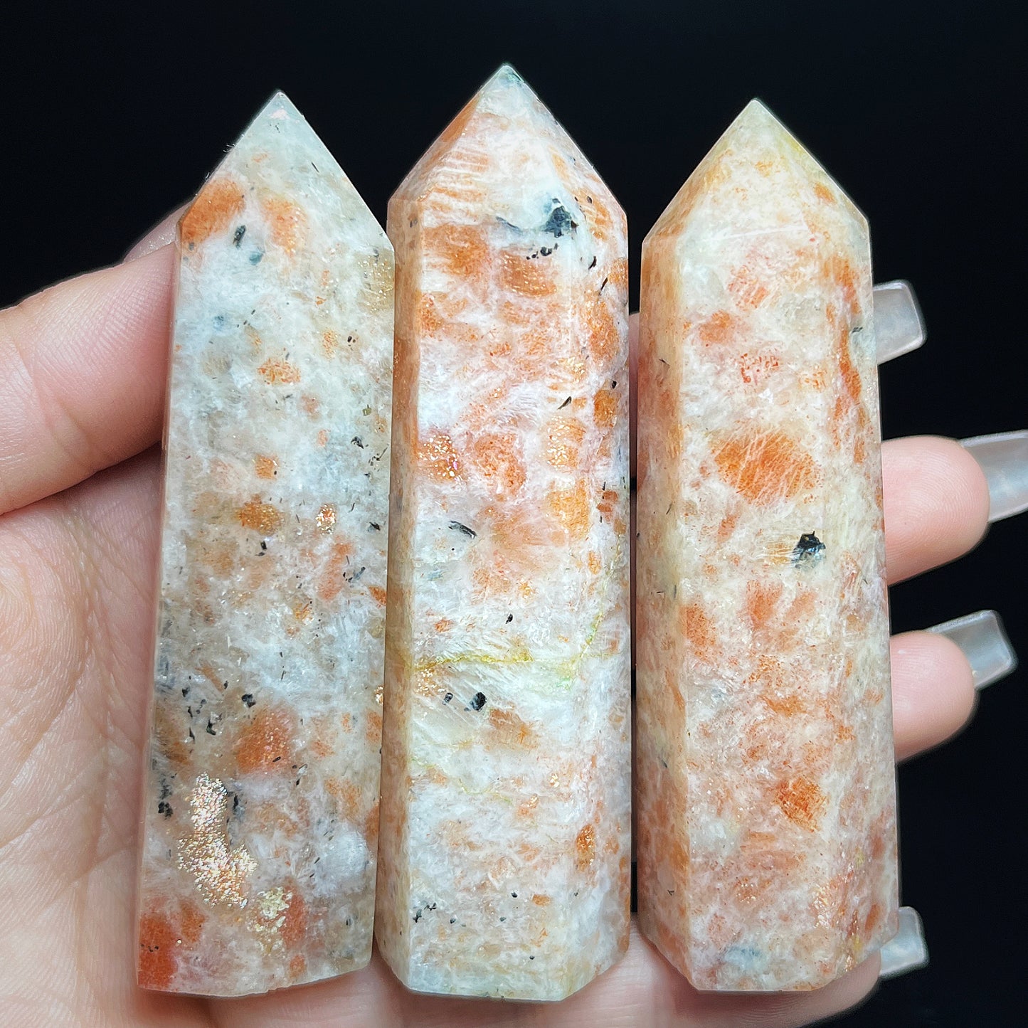 Natural Sun stone single pointed pillar Heal ing Gemstone Home Decor