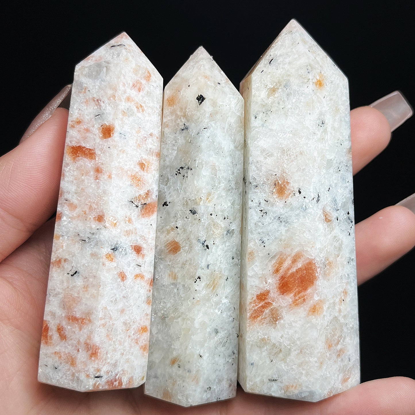 Natural Sun stone single pointed pillar Heal ing Gemstone Home Decor