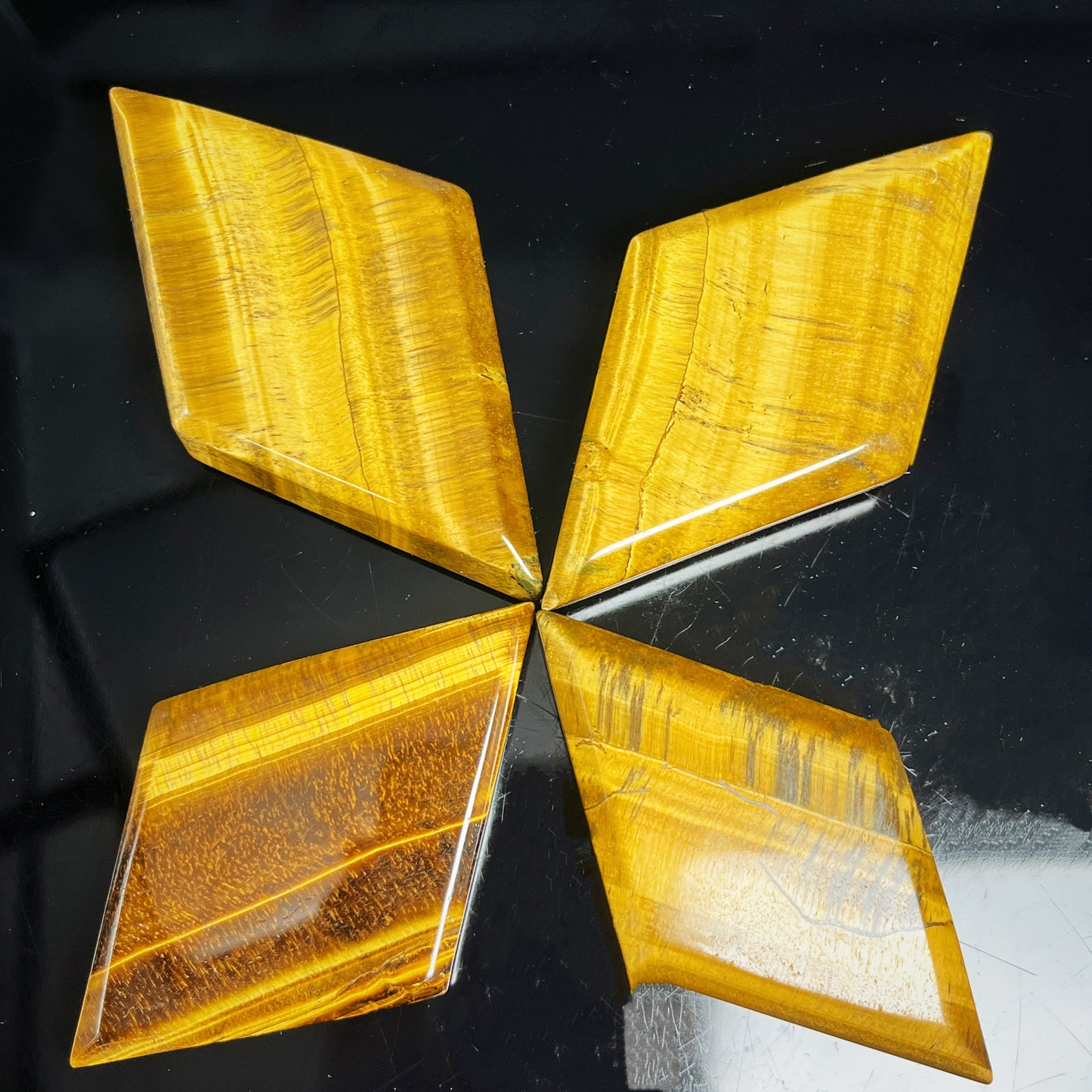 Natural Yellow tiger eye diamond shaped piece Heal ing Gemstone Home Decor