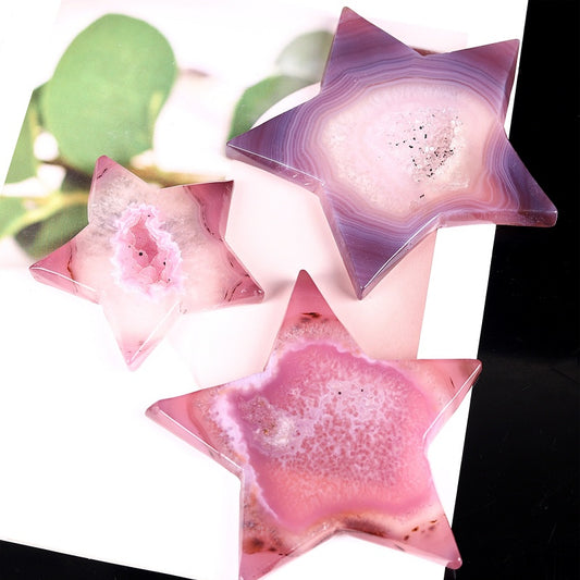 Natural  Purple pink wrapped agate star Heal ing Gemstone Home Decor