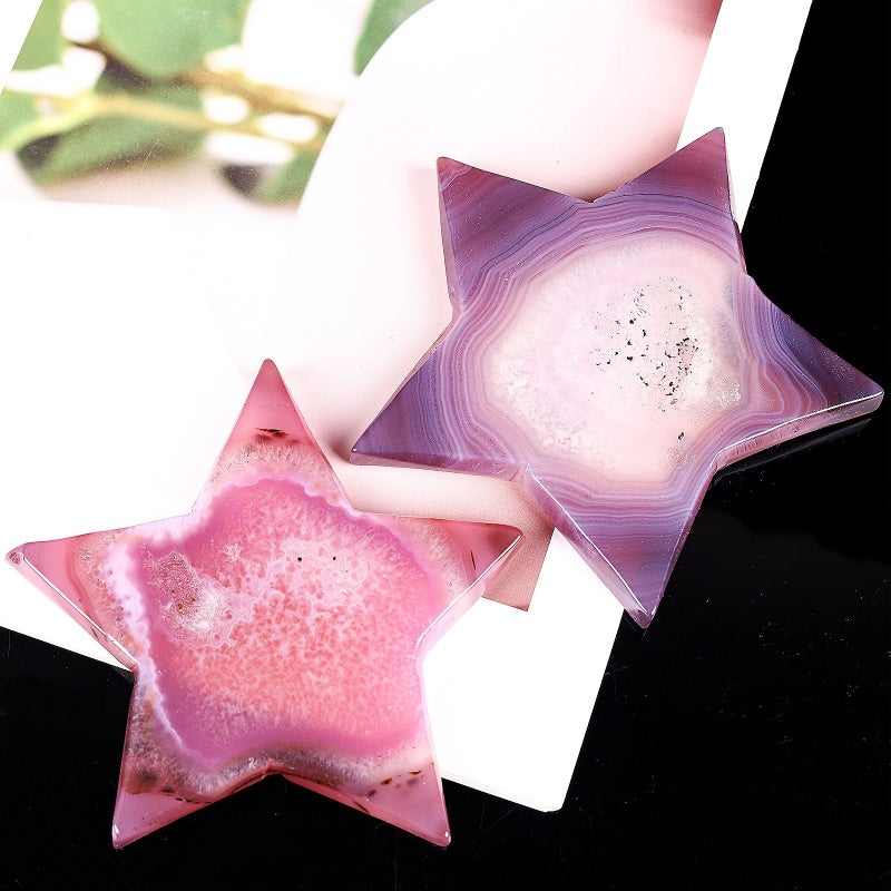 Natural  Purple pink wrapped agate star Heal ing Gemstone Home Decor