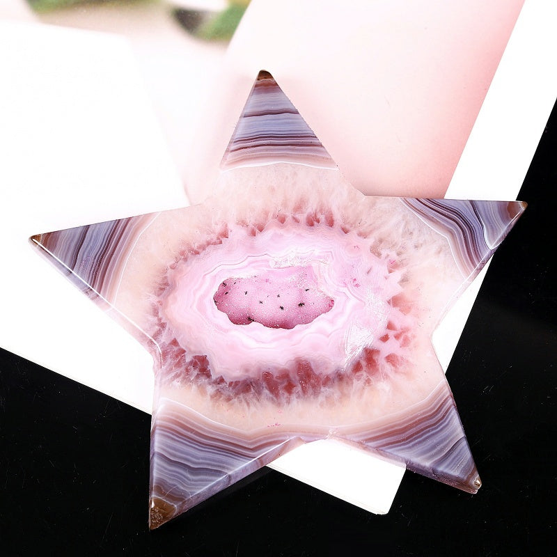 Natural  Purple pink wrapped agate star Heal ing Gemstone Home Decor