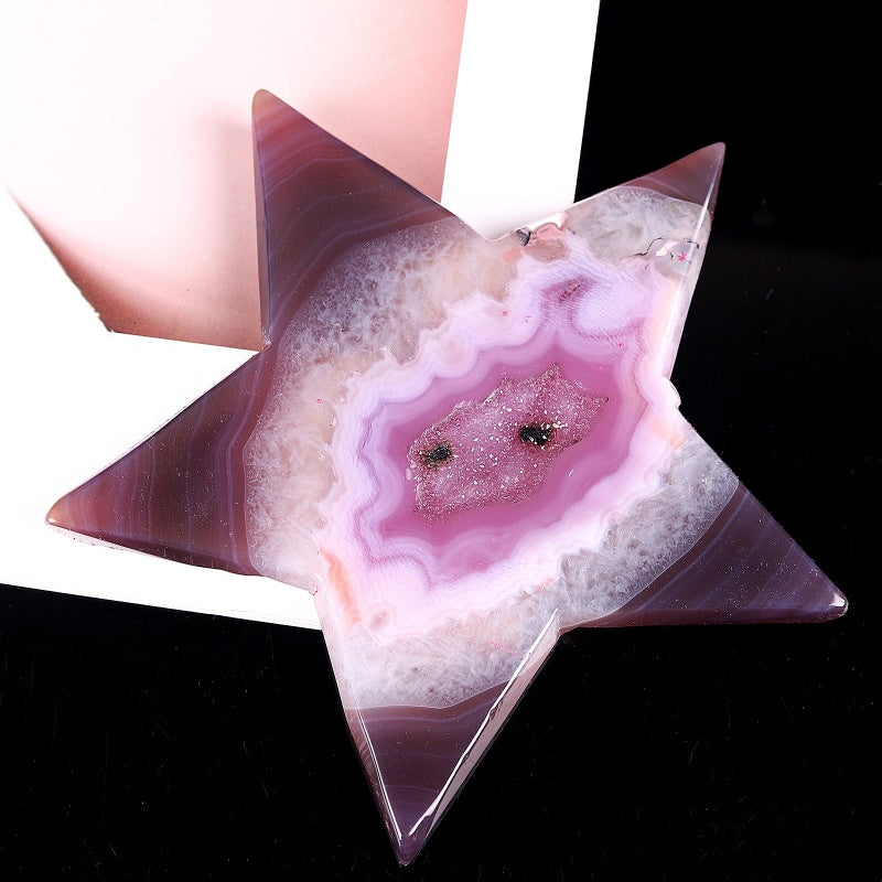 Natural  Purple pink wrapped agate star Heal ing Gemstone Home Decor