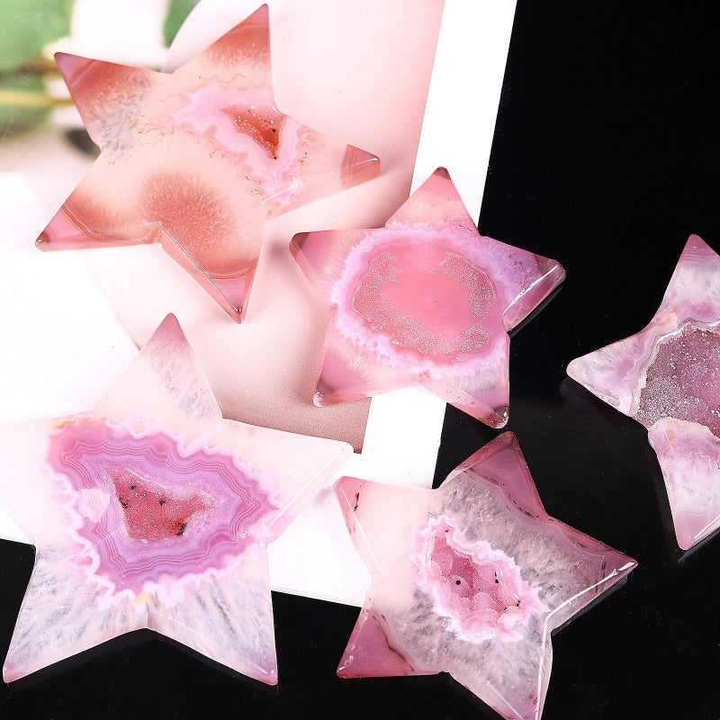 Natural  Purple pink wrapped agate star Heal ing Gemstone Home Decor