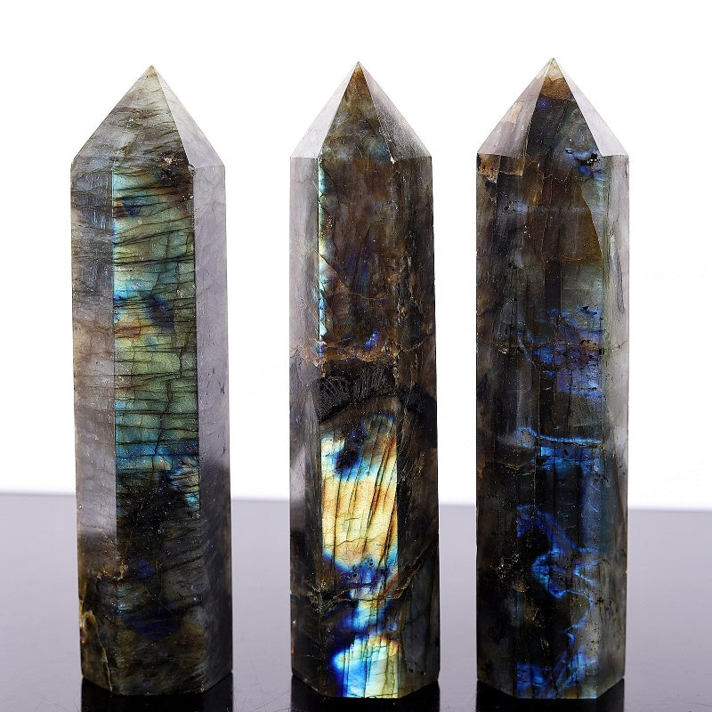 Natural Blue light elongated stone single pointed column Heal ing Gemstone Home Decor