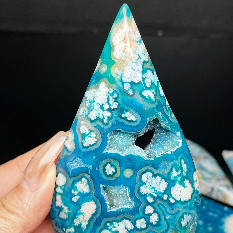 Blue Sakura Agate Crystal Cave Sculpture