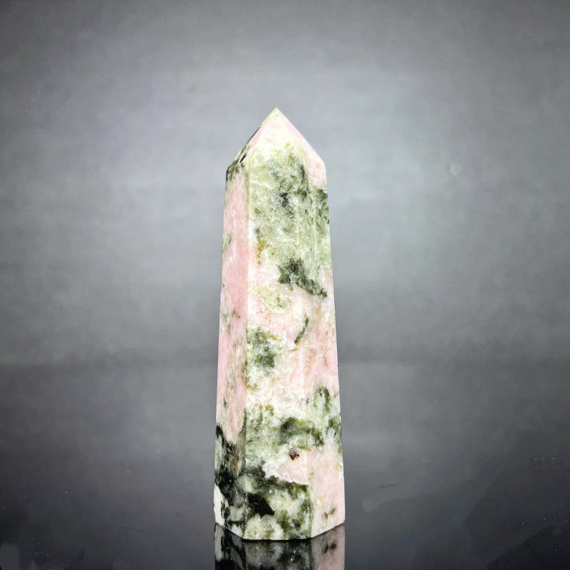 Natural Pink green Australian Treasure single pointed pillar Heal ing Gemstone Home Decor
