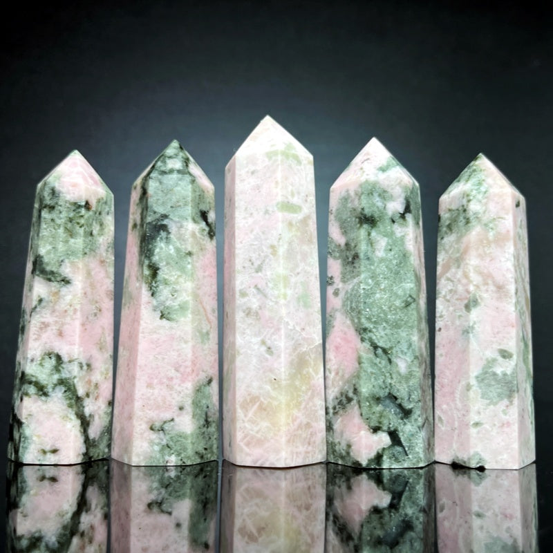Natural Pink green Australian Treasure single pointed pillar Heal ing Gemstone Home Decor