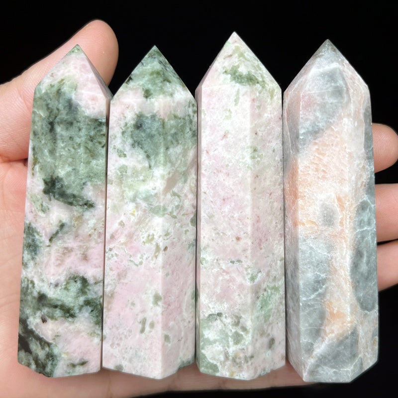 Natural Pink green Australian Treasure single pointed pillar Heal ing Gemstone Home Decor