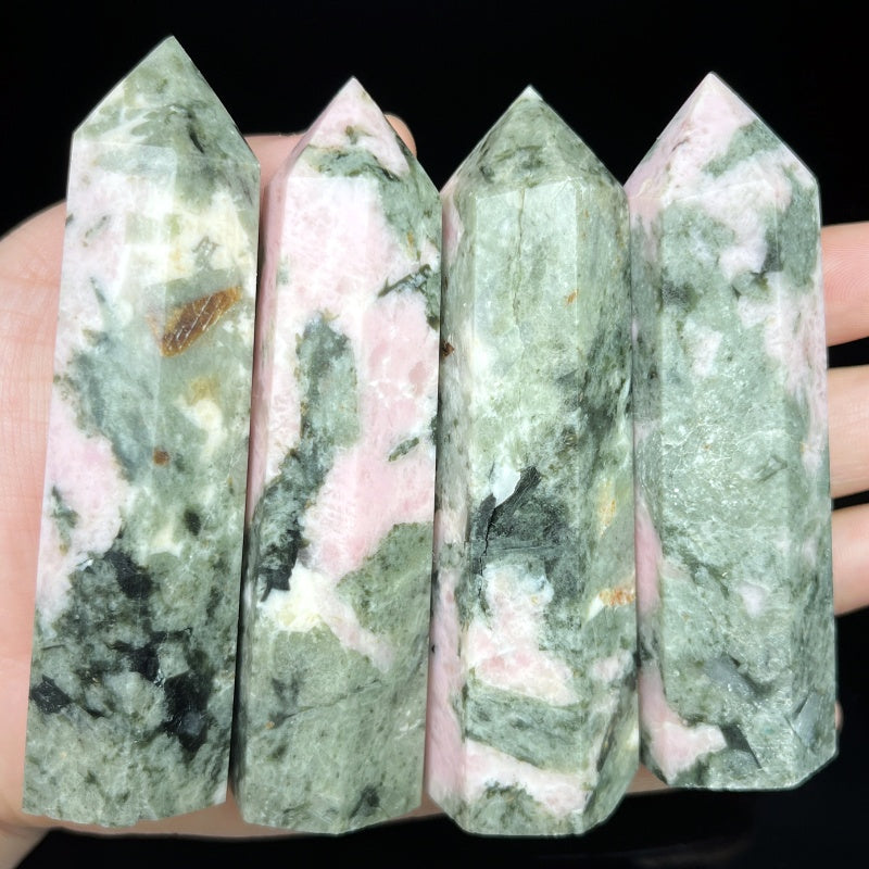 Natural Pink green Australian Treasure single pointed pillar Heal ing Gemstone Home Decor