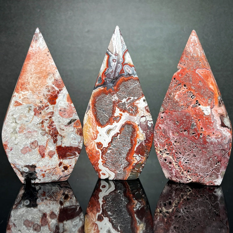 Natural Red patterned Mexican agate ornament Heal ing Gemstone Home Decor