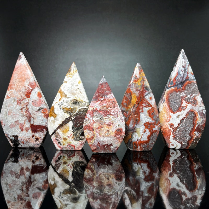 Natural Red patterned Mexican agate ornament Heal ing Gemstone Home Decor