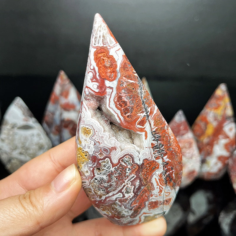 Natural Red patterned Mexican agate ornament Heal ing Gemstone Home Decor
