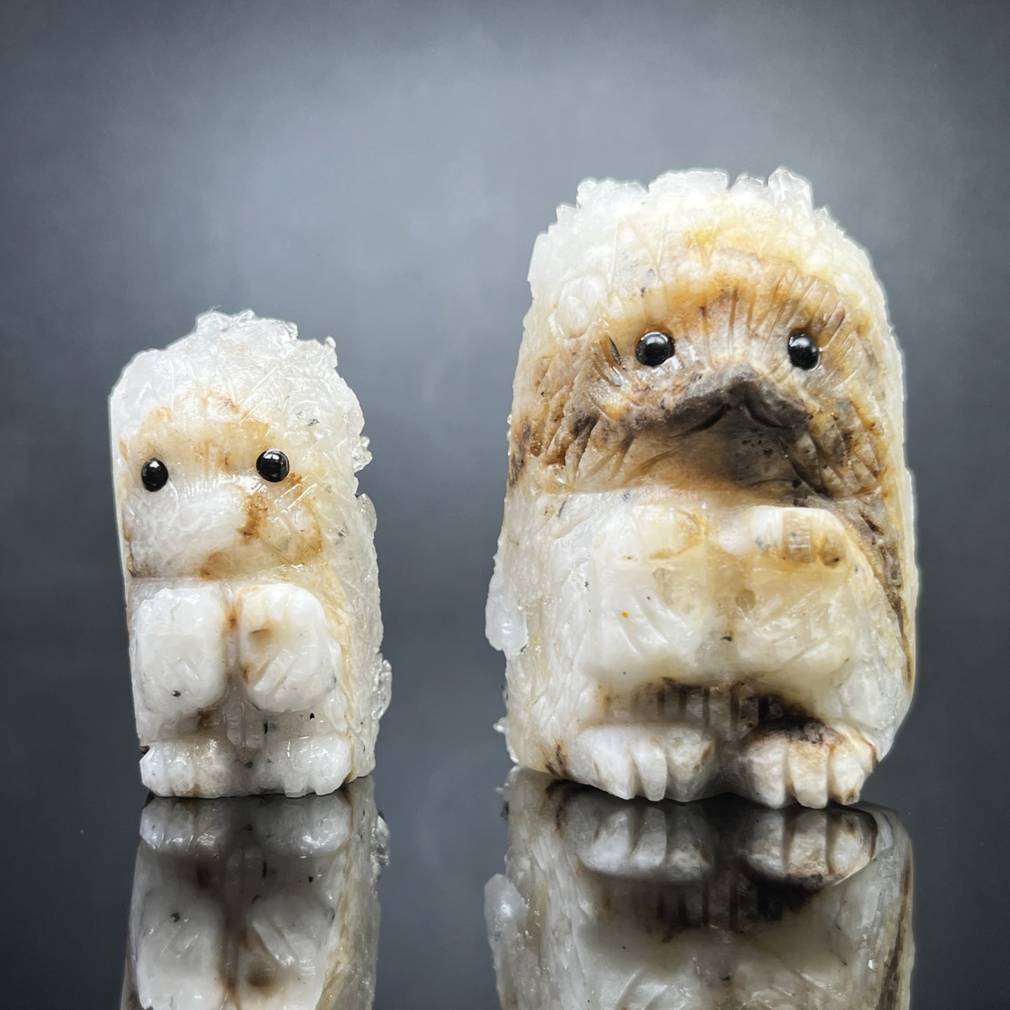 Natural Crystal cluster hedgehog carving piece Heal ing Gemstone Home Decor