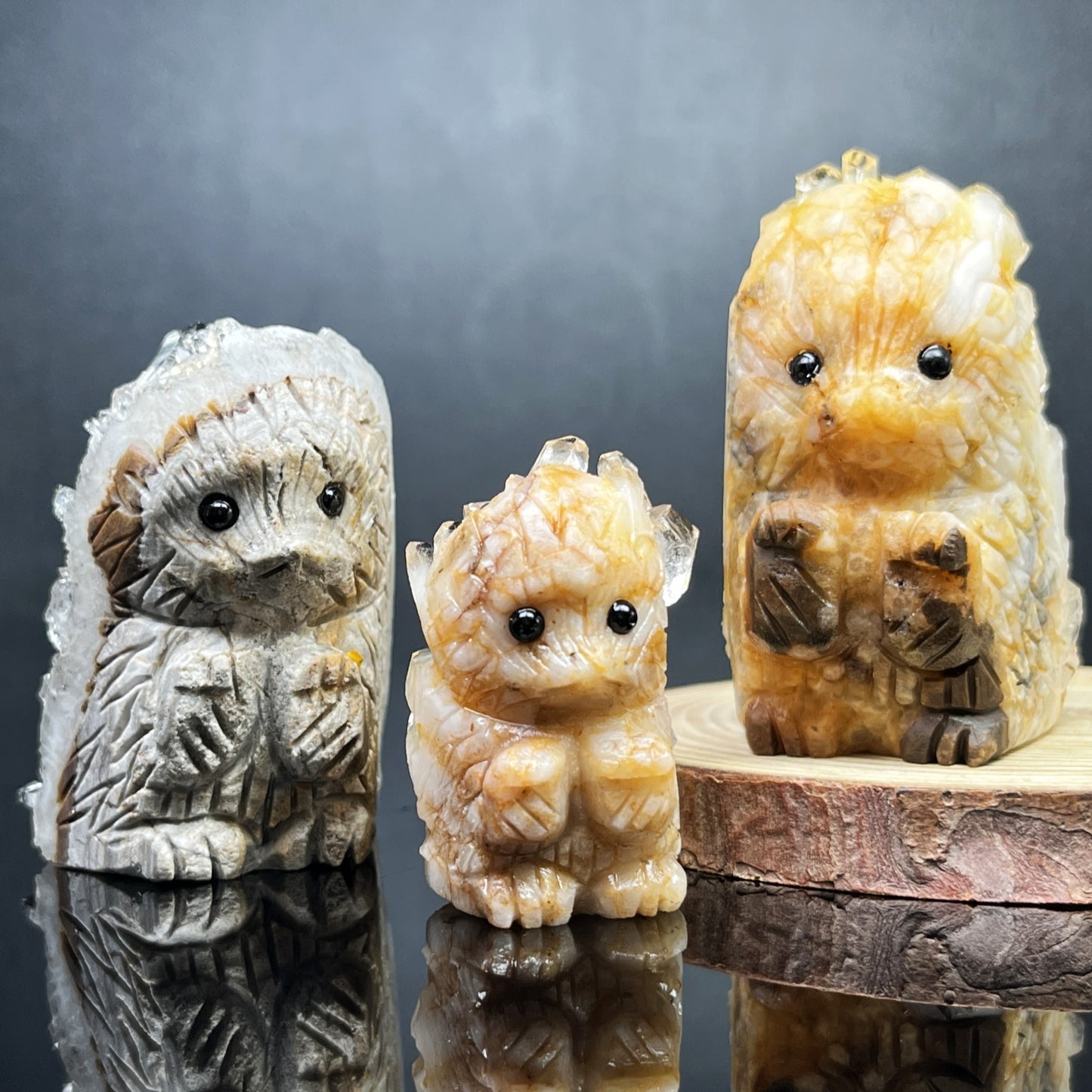Natural Crystal cluster hedgehog carving piece Heal ing Gemstone Home Decor