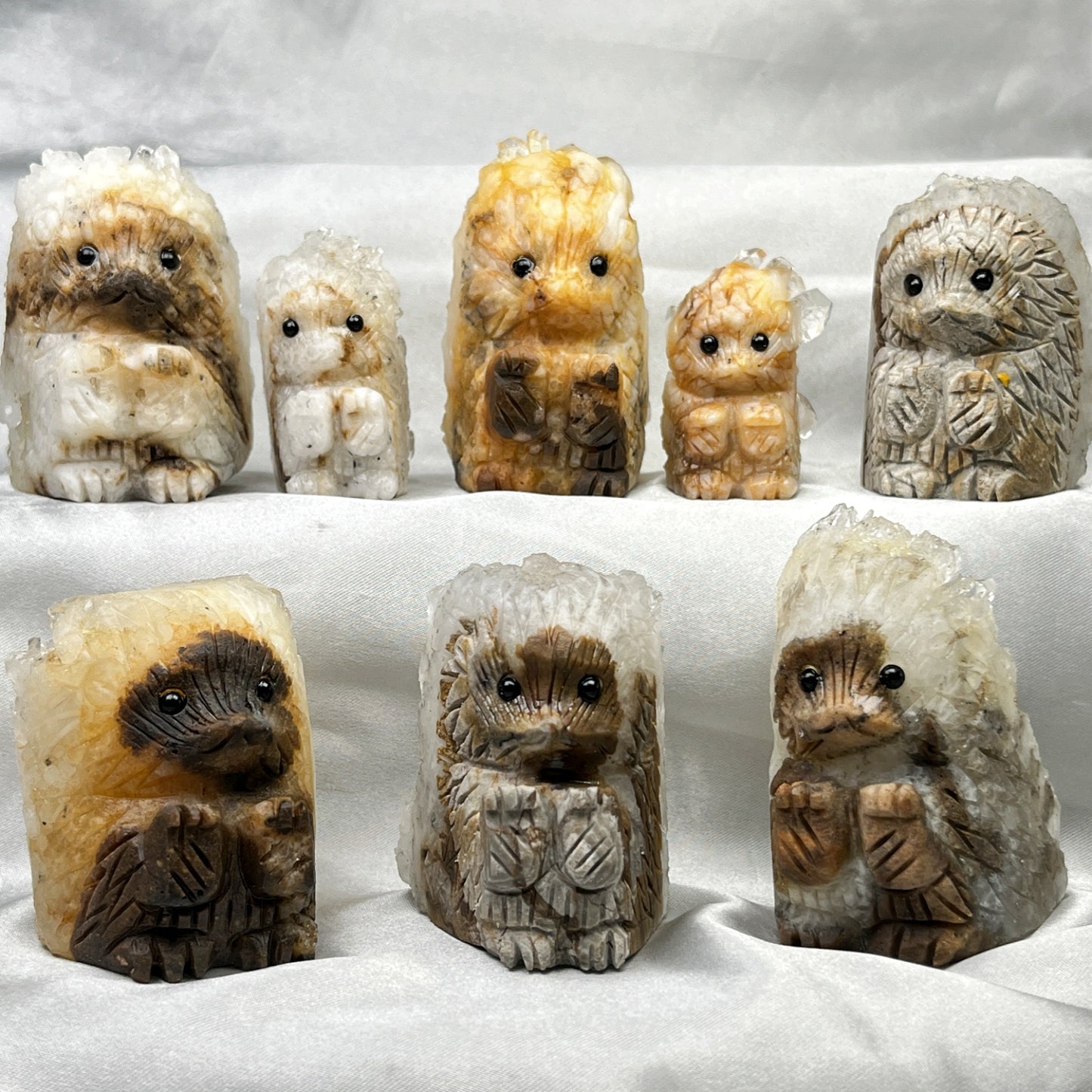 Natural Crystal cluster hedgehog carving piece Heal ing Gemstone Home Decor