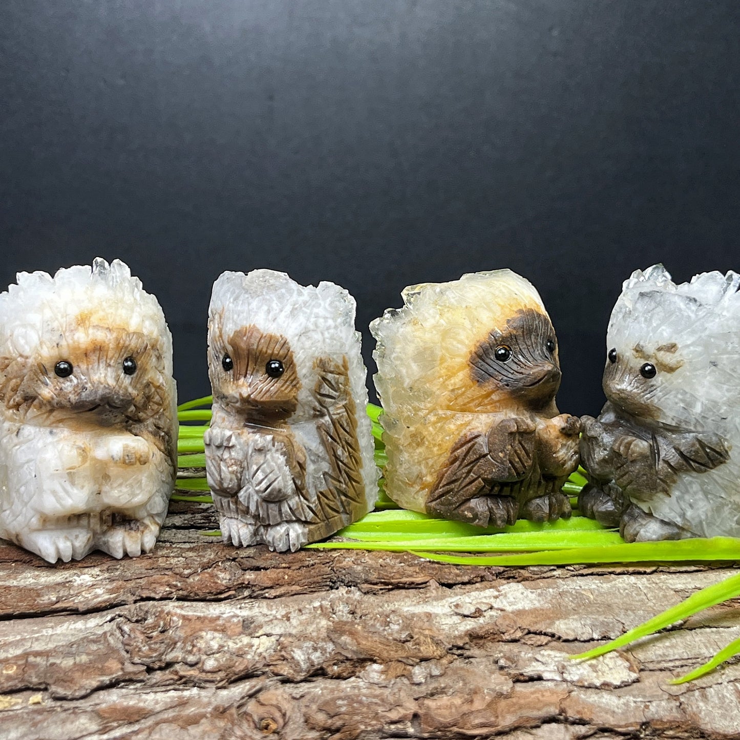 Natural Crystal cluster hedgehog carving piece Heal ing Gemstone Home Decor