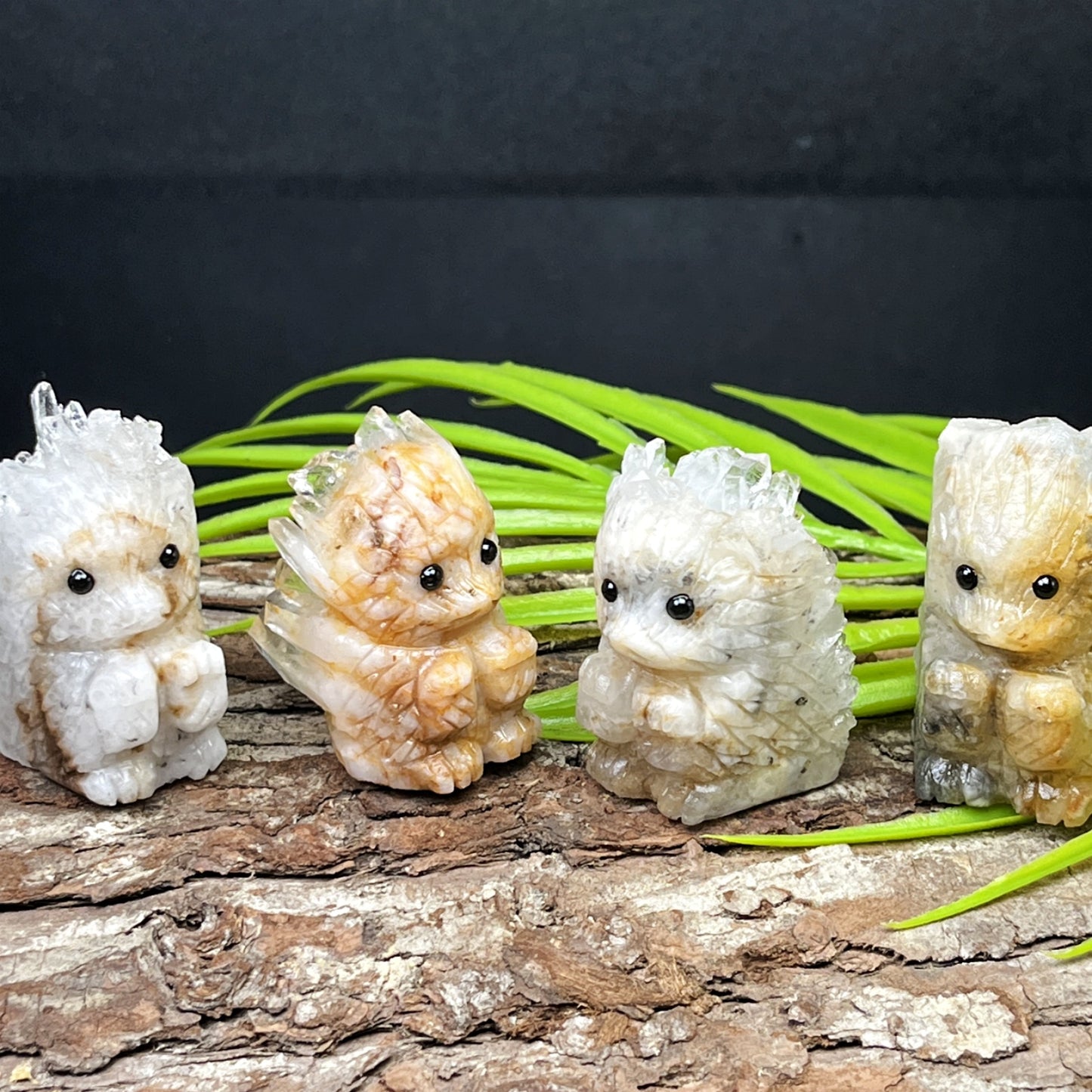 Natural Crystal cluster hedgehog carving piece Heal ing Gemstone Home Decor