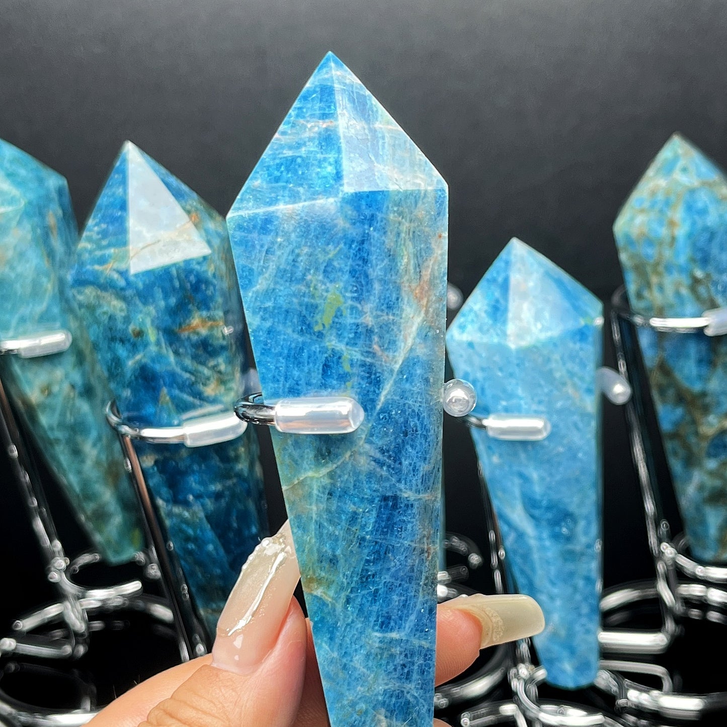 Natural Blue phosphorus glow scepter Heal ing Gemstone Home Decor