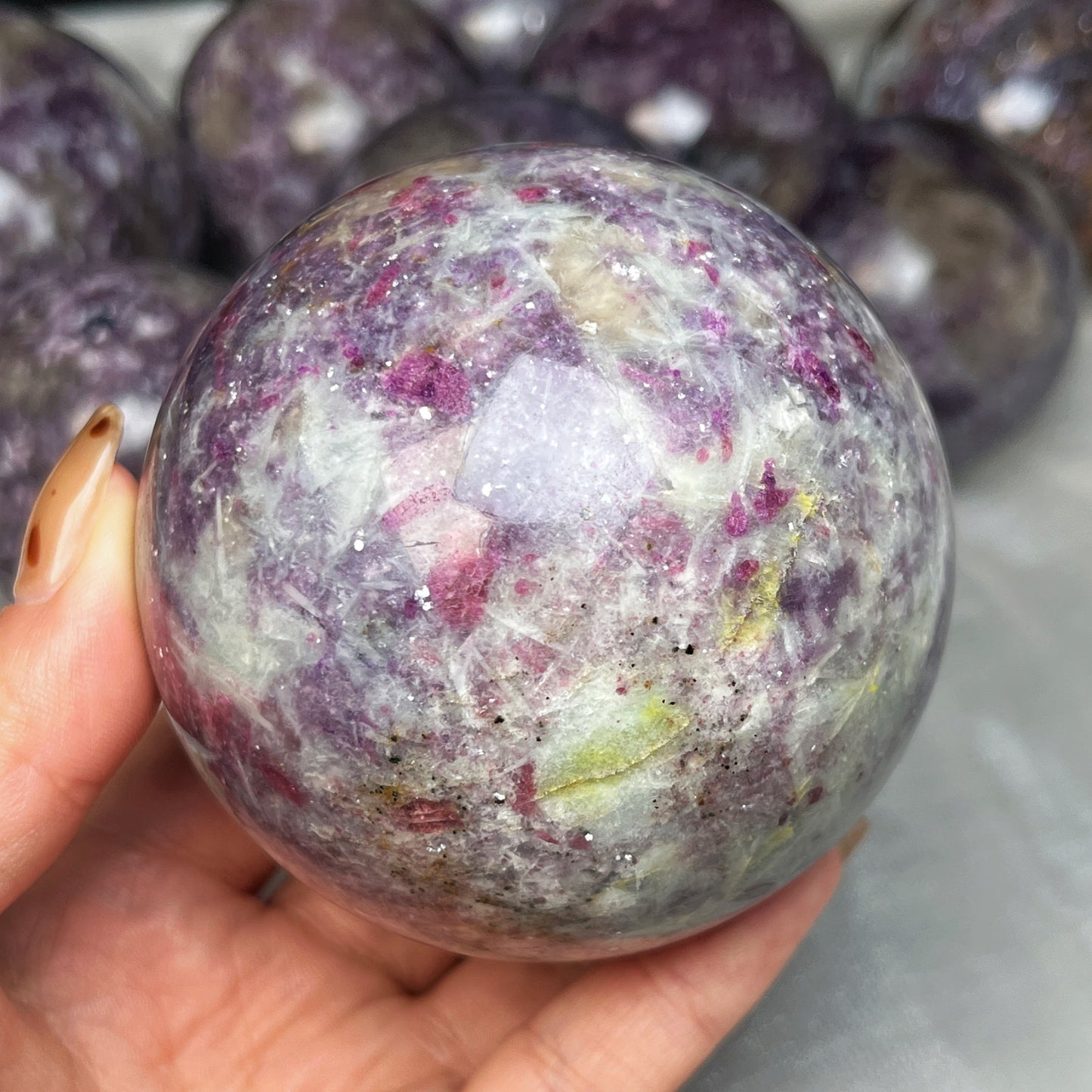 Natural Unicorn Stone Ball Heal ing Gemstone Home Decor